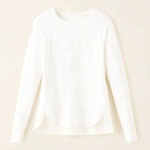 92% poliéster reciclado 8% Spandex Slim Fit secado rápido absorción de humedad Anti olor blanco mujeres renovar transpirable manga larga Top - Product Image 1