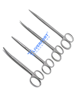 กรรไกรผ่าตัดแบบทื่อคมและตรงและโค้งกรรไกร metzenbaum 6 "& KELLY 7" เครื่องมือ4ชิ้น - Product Image 2