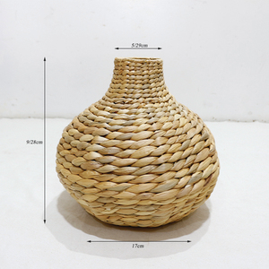 Vase décoratif en jacinthe d'eau tissé à la main, rustique, écologique, naturel, Artex Dong Thap, pour la décoration de la maison - Product Image 1
