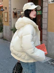 Parkas chauds d'hiver pour femmes veste bouffante rembourrée à manches longues avec manteaux à capuche mi-longs de couleur unie - Product Image 5