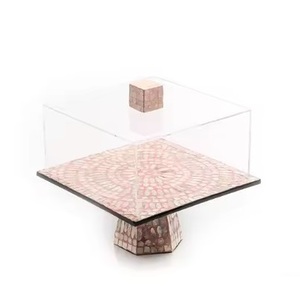 Maravilloso diseño madre de perla trabajo pastel Chocolates soporte tapa acrílica forma cuadrada personalizable soporte para exhibir Decoración - Product Image 6