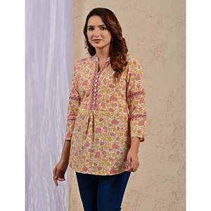 Haut blanc pour femme à imprimé floral, chic et élégant, avec décoration en dentelle brodée, boutons sur le devant, tailles XL, en soie popeline et mousseline de soie - Product Image 4