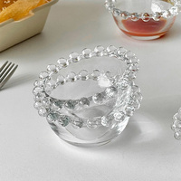 Assiette décorative en verre à bordure perlée ronde turque, petite assiette à sauce, bol à dragées, bol à confiture