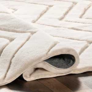 Soft Plush Rug | Luxury Fluffy <b>White</b> Carpet with Geometric Texture | Cozy Modern Area Rug for Living Room, Bedroom & Home Decor - Product Image 4