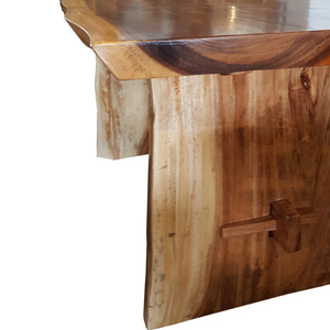 Modern Solid Suar <b>Wood</b> Slab <b>Dining</b> <b>Table</b> with Thick Straight Top & Panel <b>Legs</b> for Home & Hotel Use - Product Image 4