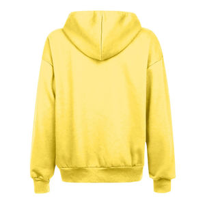 Sudadera con Capucha de Moda para Mujer, Tejida, 100% Algodón, Lisa, Estilo Urbano, Manga Larga, Bolsillos con Cordón, Cierre de Cremallera, Holgada, Negra - Product Image 4