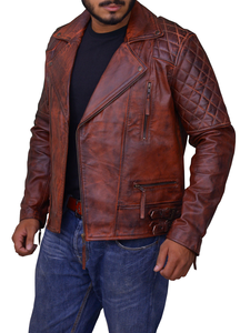 Veste en cuir pour homme, style motard, design matelassé, cuir véritable de qualité supérieure, style moto, vêtements d'extérieur tendance, fabricant et fournisseur OEM ODM - Product Image 3