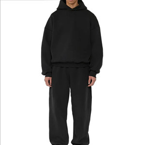 Heavy Weight Cotton Fleece Drop Shoulder Oversize Baggy <b>Hoodie</b> and Sweatpants Tracksuit for Men - Product Image 3