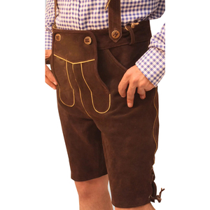 High Quality Durable Leather Made Bavarian Casual Mid Waist Shorts for Men's German Style Pakistan Made Customize Cowhide - Product Image 6