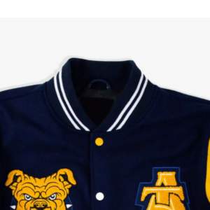 Veste AT élégante et stylée, design varsity de haute qualité avec corps en laine véritable et manches en cuir pour l'hiver - Product Image 5