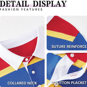 Polo de Manga Corta para Hombre de Alta Calidad, Colorblock, 100% Algodón, Estilo Casual - Product Image 3