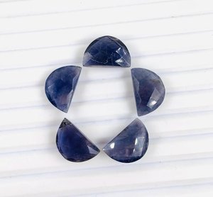 Piedra preciosa en forma de media luna D de iolita Natural, cabujón de corte semicircular de piedra suelta para fabricación de joyería, collar, pendientes, suministros DIY - Product Image 2