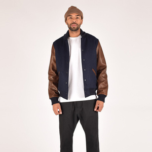 Blouson universitaire à manches en cuir de qualité supérieure avec logo personnalisé pour hommes blouson bombardier baseball Letterman veste d'hiver universitaire pour hommes - Product Image 1