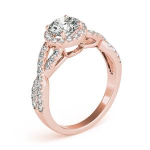 Anillo de Compromiso de Oro Rosa de 14K con Diamante de 1.50ct y Halo Infinito Trenzado - Product Image 3