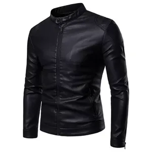 Material de cuero Mangas completas Ropa de calle Profesional Venta caliente Hombres Nuevo diseño Chaqueta de cuero para hombres - Product Image 1