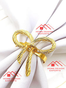 Accessoires de décoration de table d'hôtel de luxe Rond de serviette en métal fini doré Mdae à la main au prix de gros - Product Image 5