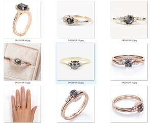 Anillo de compromiso de diamante hexagonal de sal y pimienta de cinco estrellas Betty Srtting, chapado en oro de 14 quilates - Product Image 6