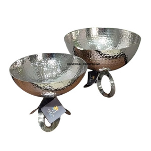 Wedding Decorative Metal Chocolate Bowl With Tray Nickle Plated ramadan Decorative <b>Tabletop</b> Metal; Chocolate Bowl With Tray - Product Image 2