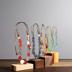 Handmade Tagua Teardrop <b>Necklace</b> Eco-Friendly Fashion <b>Statement</b> Jewelry with Vegetable Ivory Beads in Colorful Designs - Product Image 1