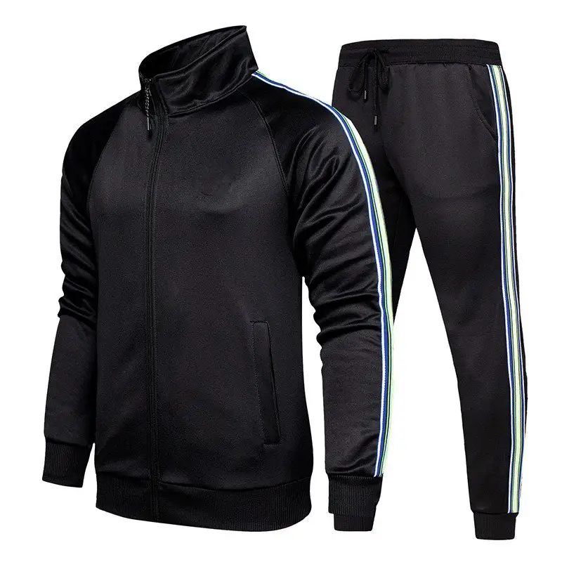 Out Dooe Smart Fit Sweat Suits Black Color Slim Sweatshirt Long Pants Suit Sportswear Activewear For Men