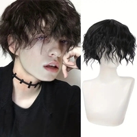 Perruques synthétiques courtes bouclées pour hommes garçon Costume Cosplay fête cheveux résistants à la chaleur noirs naturels