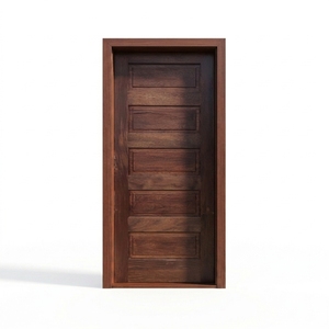 Ensemble de porte d'entrée moderne en Merbau massif à 5 panneaux horizontaux encastrés, finition étanche pour appartement extérieur - Collection Artisan Estate - Product Image 1