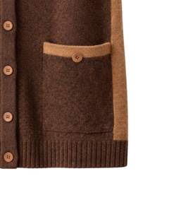Manufacturer Brown <b>Hooded</b> Knitted Sweater Vest Wool Acrylic Sleeveless Button Front Winter <b>Cardigan</b> With Pockets OEM ODM - Product Image 6