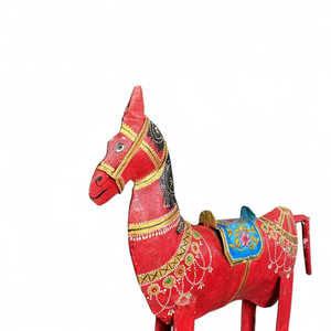 Caballo Pintado a Mano en Hierro con Diseño de Plantas para Decoraciones de Diwali - Product Image 4