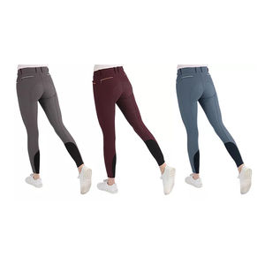 Pantalones de Montar Clásicos para Mujer, de Lona, con Paneles Elásticos de Cuero Genuino, Cintura Alta, Corte Regular, Diseño Ligero - Product Image 6