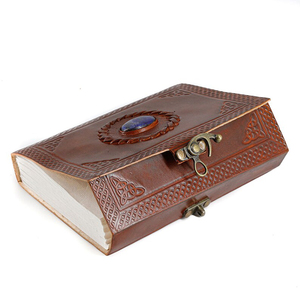 วารสารหนังวินเทจพร้อมที่ล็อคฝาปิดหนัง PU มีขอบประดับแบบโบราณ - Product Image 5