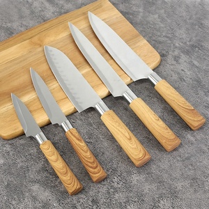 Commandes en gros personnalisées OEM ODM Service lame tranchante en acier inoxydable manche en bois ensemble de couteaux japonais de chef ensemble de couteaux de chef - Product Image 3