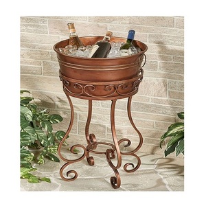 Copper <b>Water</b> Bottle And Ice Basket With Stand Finest Quality Ice Storage Bucket <b>For</b> Hotel Restaurant Use - Product Image 1