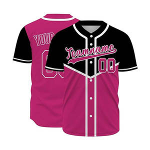 เสื้อเบสบอลสีดำแบบสั่งทำพิเศษ คุณภาพสูง ติดกระดุม ปักชื่อและหมายเลขได้ ชุดกีฬาสำหรับทุกเพศ - Product Image 1