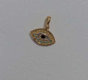 จี้รูปทรงตาประดับด้วยสปิเนลสีดำ ชุบทอง 18k ของขวัญ รับผลิตแบบ OEM ODM ขายส่งในประเทศไทย - Product Image 1