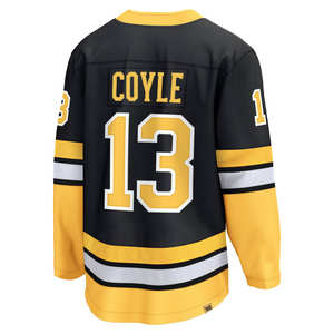 Maillot de hockey sur glace personnalisé, uniforme d'équipe professionnelle, noir, blanc, or, rayé, Marchand 63, Pastrnak 88, haut athlétique personnalisé - Product Image 4