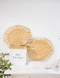 Modern Boho Woven Seagrass Placemat <b>Round</b> Dining <b>Tablemat</b> and Coasters Natural Rattan with New Style for Home Use - Product Image 6