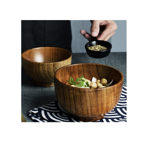 Tazón de madera de acacia natural para ensalada, arroz o fruta | Diseño personalizado OEM - Product Image 3