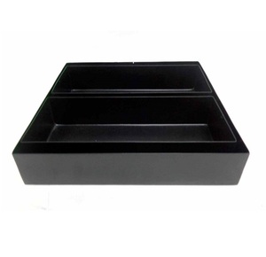 Plateau de vaisselle moderne en fer avec 2 plateaux rects, plateau de service de couleur noire pour restaurant et hôtel, fournitures faites à la main et personnalisées - Product Image 1