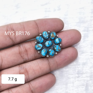 Anillo Fino de Plata 925 con Turquesa Azul Cobre y Piedras Preciosas, Anillos de Plata para Ella, Joyería al por Mayor - Product Image 1