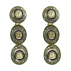 Pendientes de Lujo Vintage con Baño de Oro de 18K y Diamantes Polki para Mujer, Estilo Araña, Joyería con Colgante de Espiga - Product Image 2