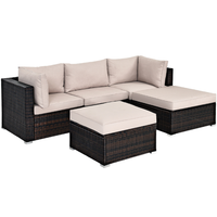 Design moderne couleur personnalisée 5 pièces ensemble de canapé en osier pour l'extérieur chaises de table protégées contre les UV sans verre pour restaurants Phu Linh Vietnam