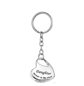 Hija familia de Metal en corazón llavero de urna de recuerdo conmemorativo de acero inoxidable para cenizas joyería de cremación tamaño personalizado - Product Image 2