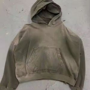 Sudadera con capucha de hombre de algodón 100% de lana impermeable de invierno Vintage personalizada, ropa de calle con bolsillo y hombros caídos - Product Image 4