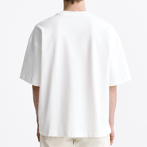 เสื้อยืดสำหรับผู้ชายผ้าฝ้าย100% ออกแบบโลโก้ได้ตามต้องการเสื้อยืดผู้ชายแบบหลวมเปิดไหล่ปล่อย - Product Image 3