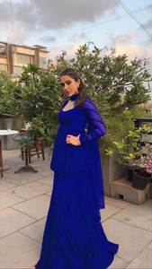 Ropa especial de Sara Ali Khan, la mejor calidad, alta demanda, Georgette Kurtis tradicional india con Palazzo, venta al por mayor - Product Image 5