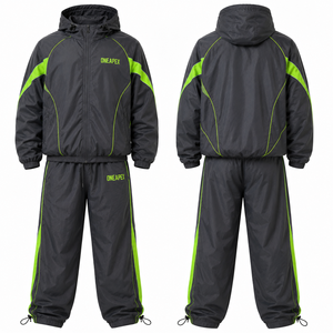 Men's Dark Green Hooded Windbreaker Tracksuit Set Lightweight <b>Nylon</b> Sports Jacket <b>Jogger</b> Pants Custom Streetwear - Product Image 6