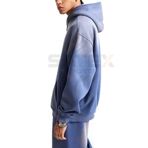 Unisex Acid Wash Cotton <b>Polyester</b> <b>Tracksuit</b> Hoodie Jogger Two Piece Set Custom Design Custom Logo Winter Breathable Streetwear - Product Image 4