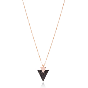Pierre de Zircon noir pendentif Design Triangle élégant vente en gros de bijoux en argent Sterling 925 faits à la main - Product Image 2