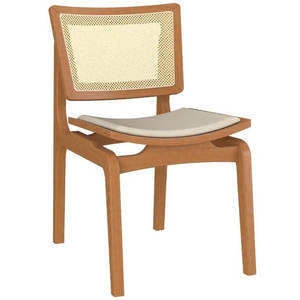 Chaise de salle à manger minimaliste en bois de teck en gros meubles de maison et de restaurant à dos de canne durable - Product Image 1