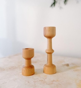 เชิงเทียนทำจากไม้ธรรมชาติสไตล์วินเทจตกแต่งบ้านในฟาร์มเชิงเทียนไม้ - Product Image 1